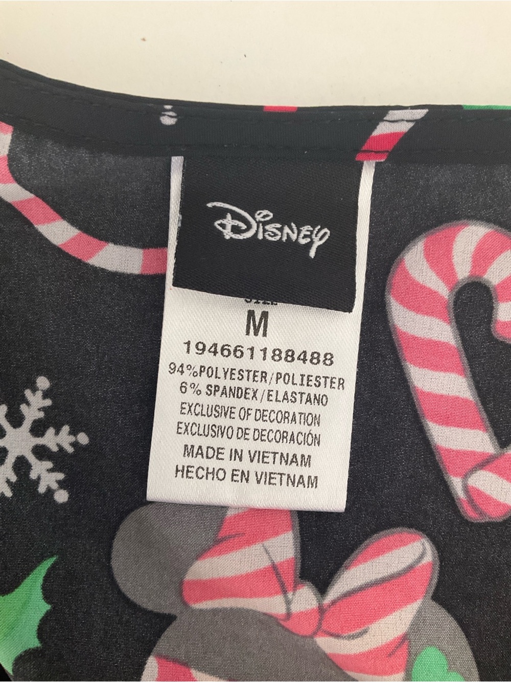 Disney Tooniforms Mickey Minnie Mouse Candy Cane Heart Scrub Top - Picture 8 of 10
